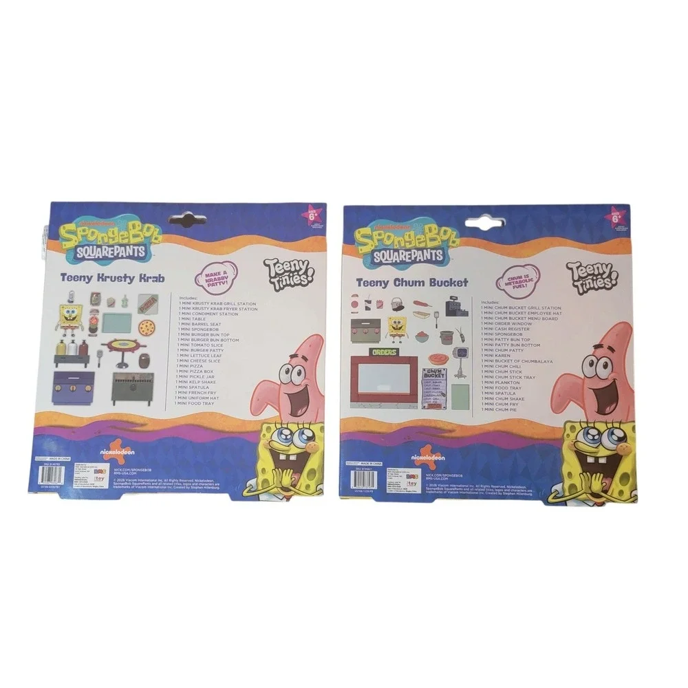 SpongeBob Teeny Tinies Playset Kids OS Multi New Krusty Krab Chum Bucket Bundle